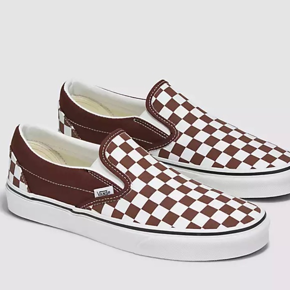 Vans Shoes - VANS Classic Slip-On Brown Checkerboard Slip On Sneakers NWOT